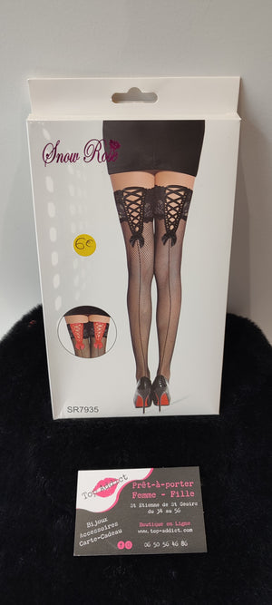BAS NOIRS RESILLES & LACAGE ROUGE