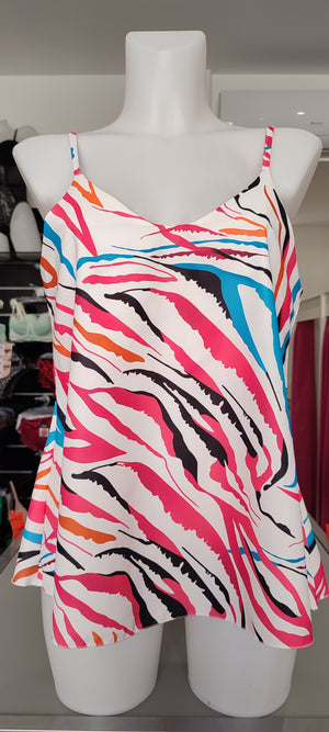 DEBARDEUR BLANC & IMPRIMES FUSHIA