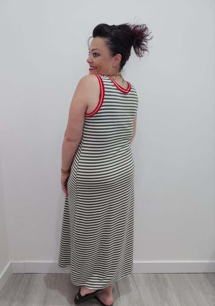 ROBE LONGUE & RAYURES KAKI