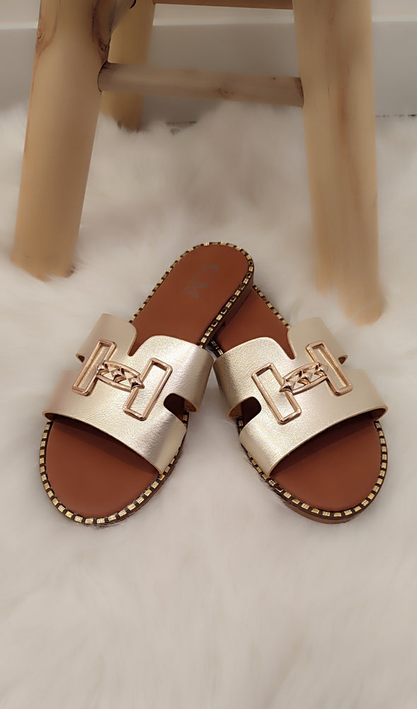 MULES OR & BOUCLES DOREES
