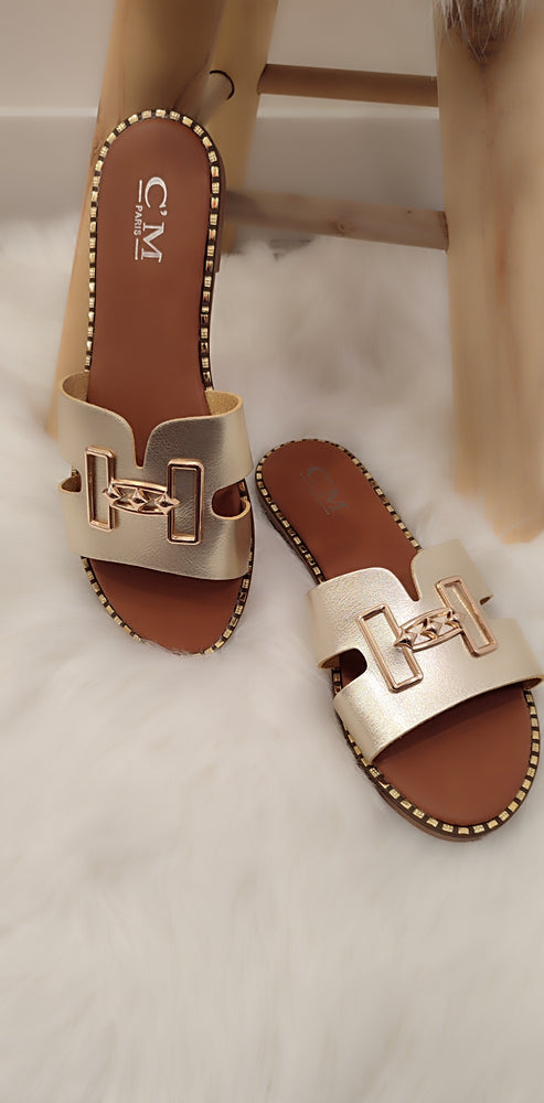 MULES OR & BOUCLES DOREES