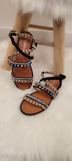 SANDALES COLOREES & STRASS
