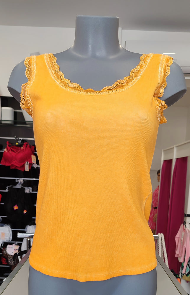 TOP DENTELLE & ORANGE