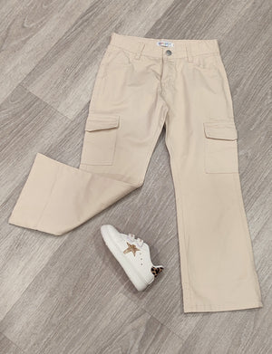 PANTALON LARGE BEIGE & TREILLIS