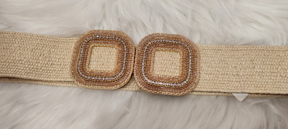 CEINTURE ELASTIQUE TRESSE & BEIGE