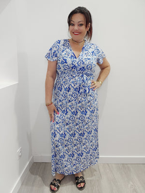 ROBE LONGUE & IMPRIMES BLEU