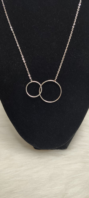 COLLIER DOUBLE CERCLES & ARGENT