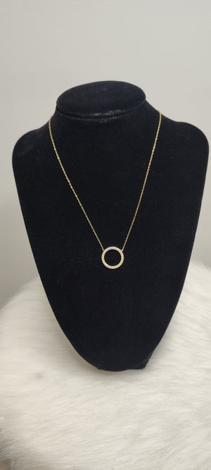 COLLIER CERCLE STRASS & OR