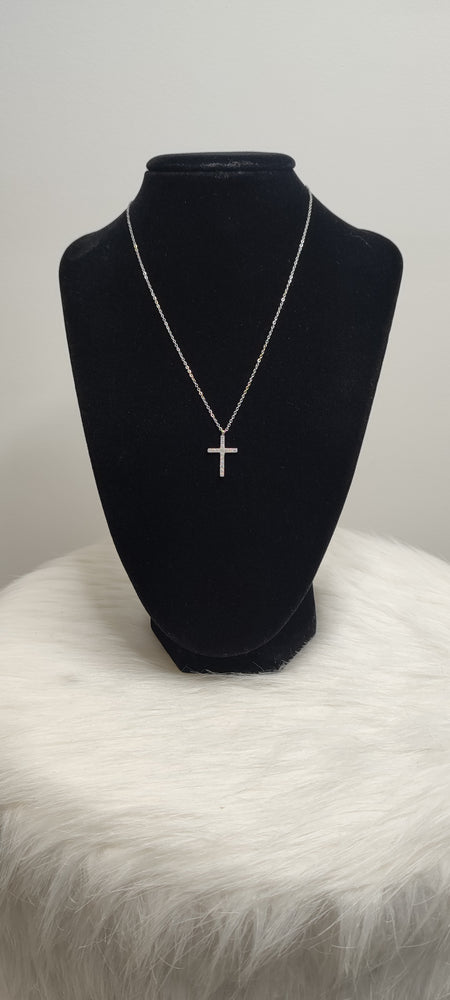 COLLIER CROIX STRASS & ARGENT