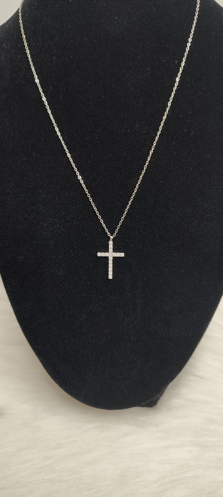 COLLIER CROIX STRASS & ARGENT