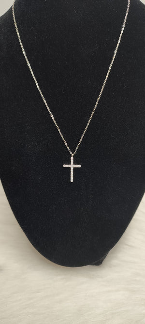 COLLIER CROIX STRASS & ARGENT