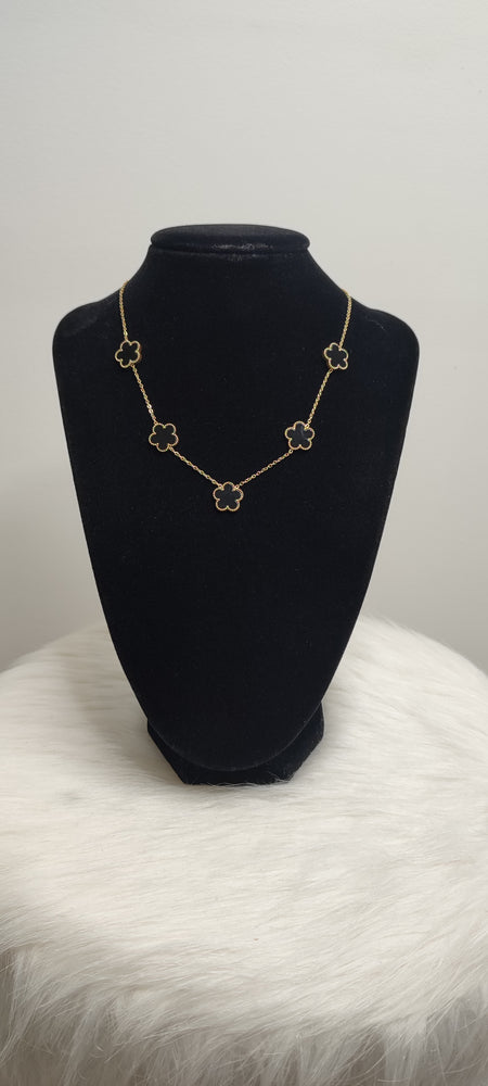 COLLIER FLEUR NOIRE & OR