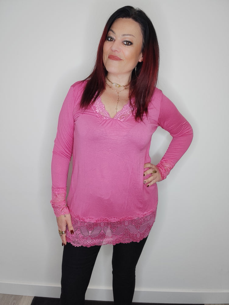 TOP DENTELLE & FUSHIA