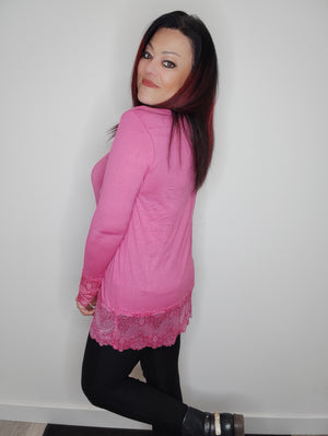 TOP DENTELLE & FUSHIA
