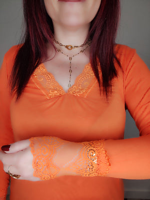 TOP DENTELLE & ORANGE