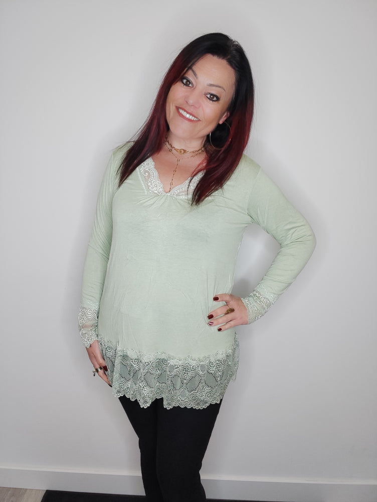 TOP DENTELLE & VERT D'EAU