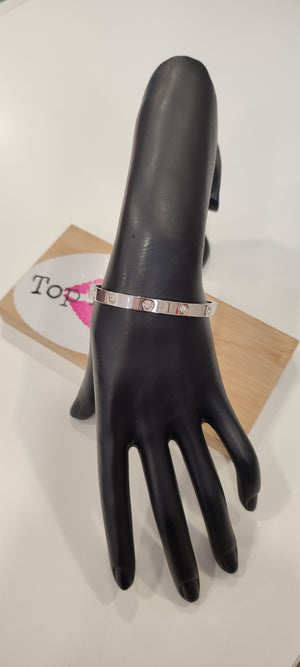 BRACELET JONC STRASS & ARGENT ACIER