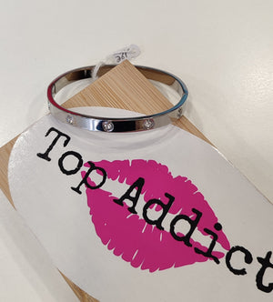 BRACELET JONC STRASS & ARGENT ACIER