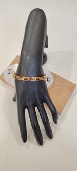 BRACELET JONC MOTIFS & OR ACIER