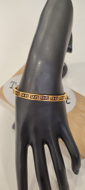 BRACELET JONC MOTIFS & OR ACIER