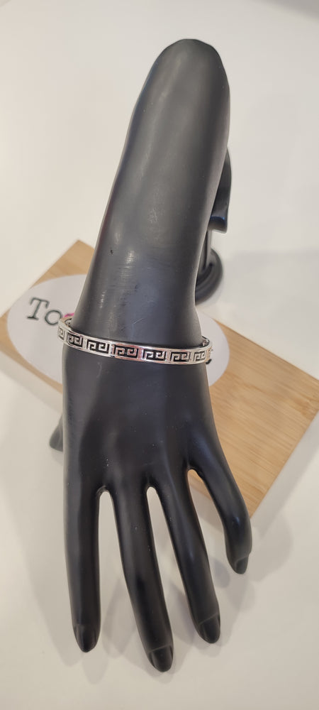 BRACELET JONC MOTIFS & ROSE GOLD ACIER