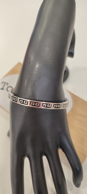 BRACELET JONC MOTIFS & ARGENT ACIER