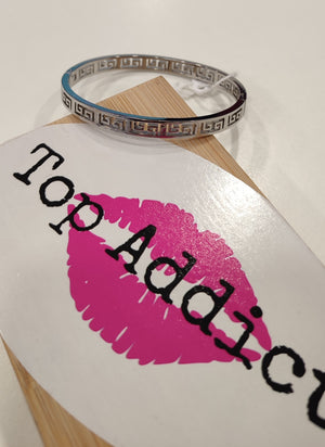 BRACELET JONC MOTIFS & ARGENT ACIER