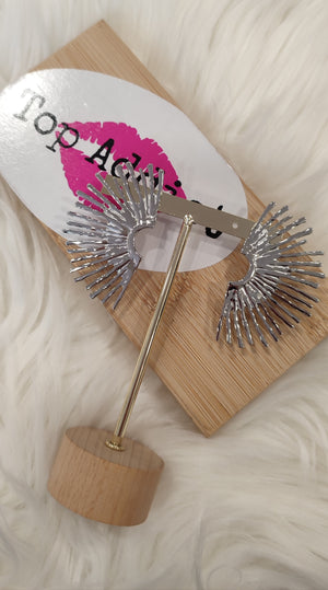 BOUCLES D'OREILLES DEMI SOLEIL & ARGENT ACIER