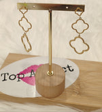 BOUCLES D'OREILLES PENDANTES TREFLE & OR ACIER