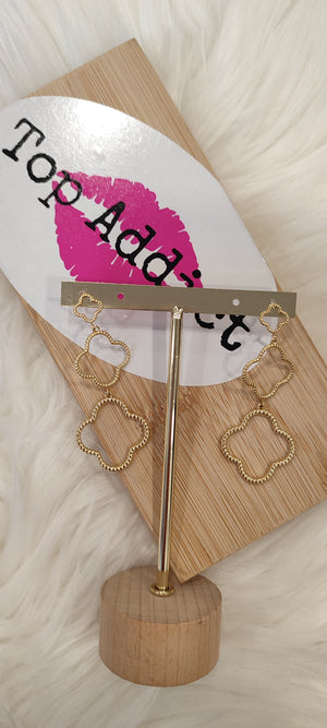 BOUCLES D'OREILLES PENDANTES TREFLE & OR ACIER