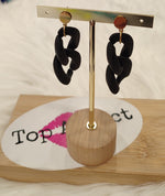 BOUCLES D'OREILLES MAXI CHAINE & NOIR ACIER