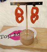 BOUCLES D'OREILLES MAXI CHAINE & ORANGE ACIER