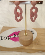 BOUCLES D'OREILLES MAXI CHAINE & ROSE ACIER