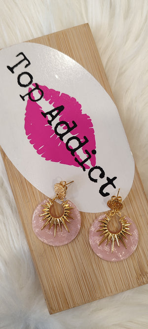 BOUCLES D'OREILLES OR & ROSE ACIER