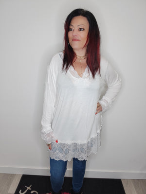 TOP DENTELLE & BLANC