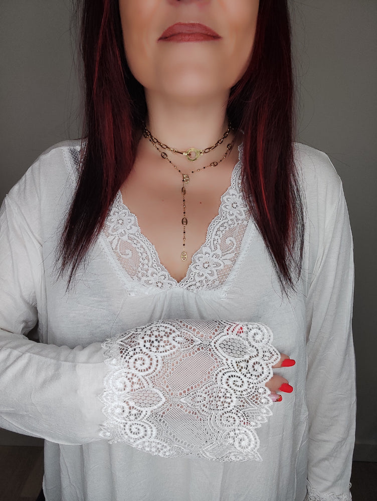 TOP DENTELLE & BLANC