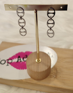 BOUCLES D'OREILLES PENDANTES & ARGENT ACIER