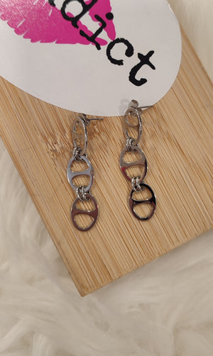 BOUCLES D'OREILLES PENDANTES & ARGENT ACIER