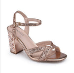 SANDALES A TALONS ROSE GOLD PAILLETTEES & DIAMANT
