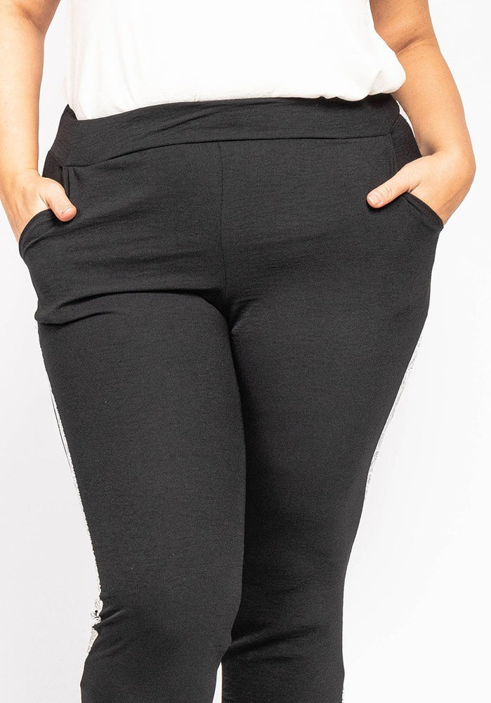 PANTALON NOIR & BANDE IMPRIMES