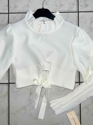 TOP BLANC & MANCHES PLISSEES