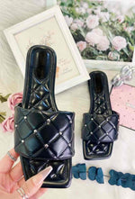 MULES PLATES MATELASSEES & NOIRES
