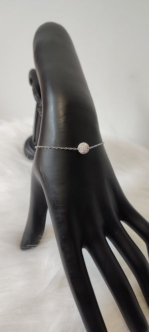 BRACELET BOULE STRASS & ARGENT ACIER