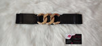 CEINTURE ELASTIQUE NOIR & MAXI CHAINE DOREE