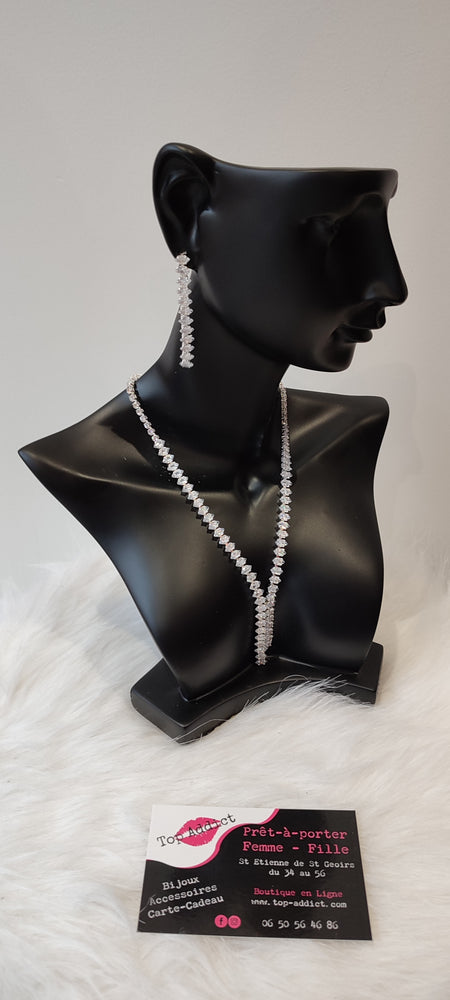 PARURE 2 PIECES STRASS & ARGENT