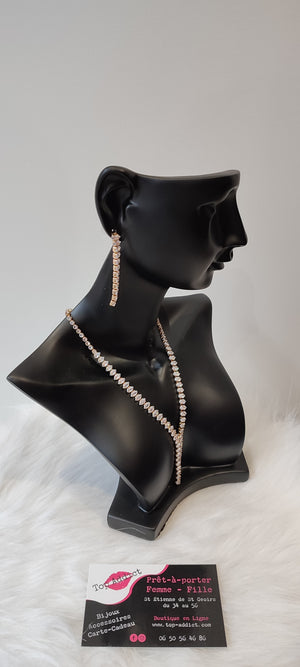 PARURE 2 PIECES STRASS & OR