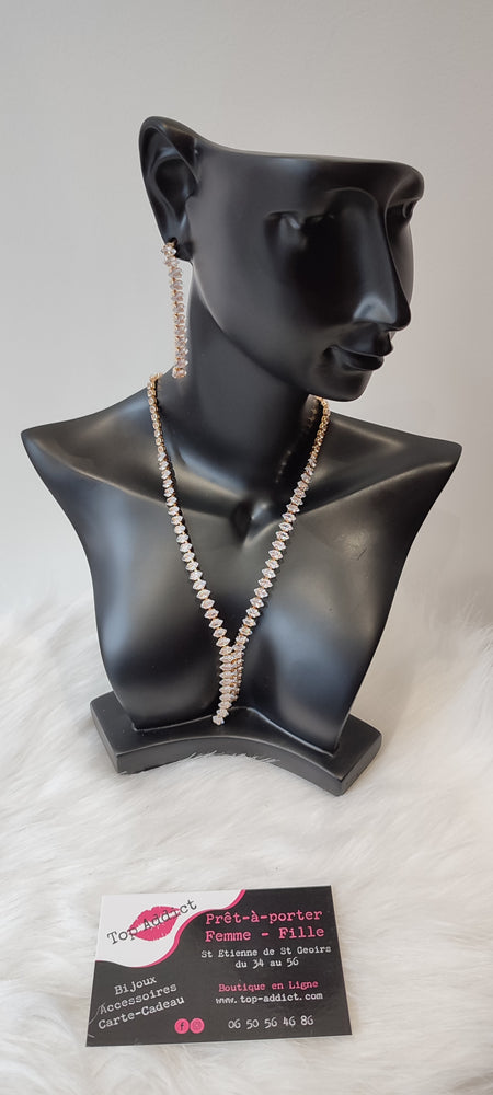 PARURE 2 PIECES STRASS & OR