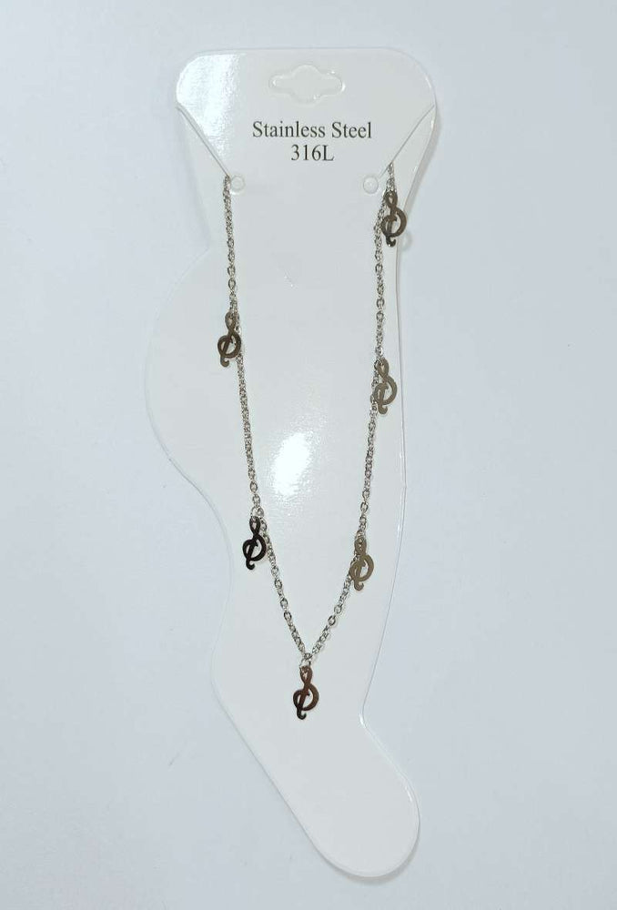 CHAINE DE CHEVILLE NOTE DE MUSIQUE & ARGENT
